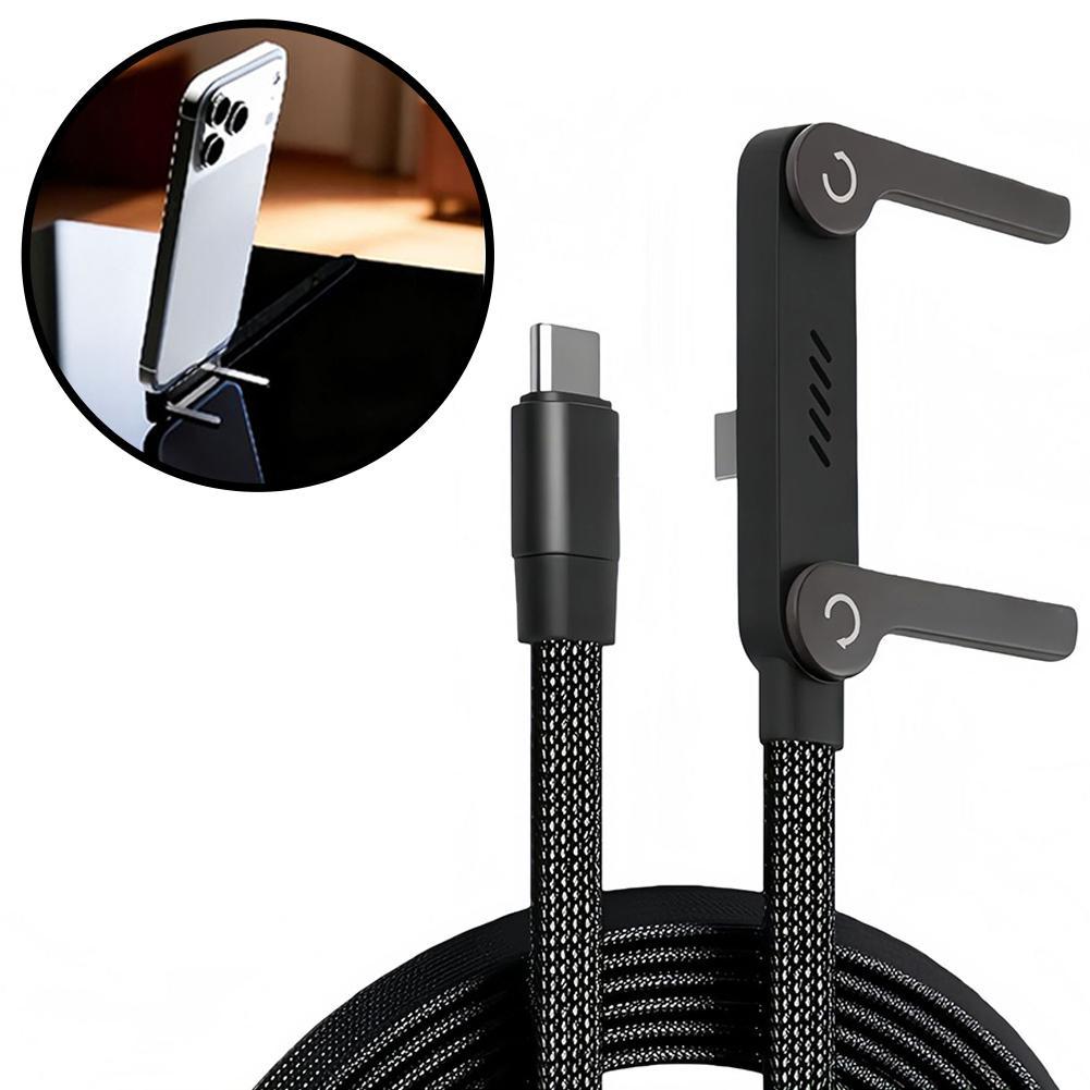 240W Szybkie ładowanie PD Składany stojak na telefon z obracanym o 360° kablem do ładowania i transmisji danych 2 w 1 Dla iPhone 7 8 Plus 11 12 13 14 Pro max