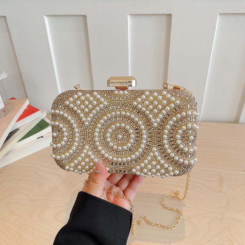 Elegant Socialite Beaded Rhinestone Evening Handbag 2026 - Women's Chain Shoulder Crossbody Bag