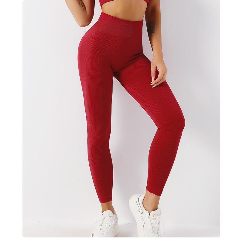 

spring autumn Women Sport Leggings Elastic Yoga Pants Push Up Gym Tights High Waisted Running Cycling Trousers L яскраво-червоного кольору