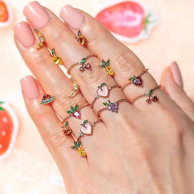 Charming Fruit Ring - Grape & Apple Design for a Sweet, Playful Look
