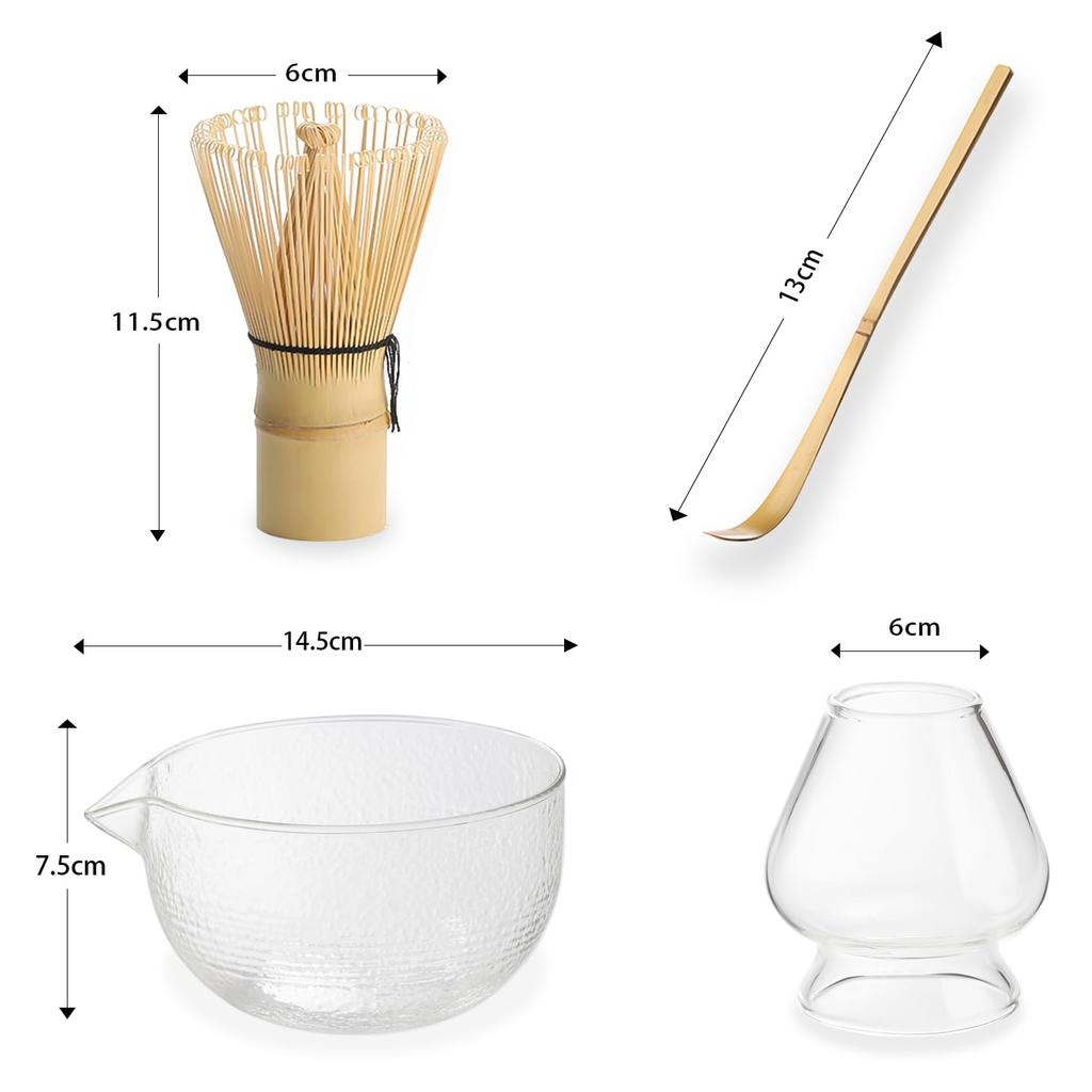 Glas Katakuchi Teeschale Matcha Teezeremonie Tee Transparent Chasen Chasen und Chashaku 650ml Set, Utensilien, Schale, Halter, (100-teiliges Set), (Tee