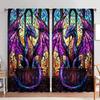 2pcs Stained Glass Dragon Printed Curtain - Artistic Home Decoration Curtains, All Season Decorative Curtains