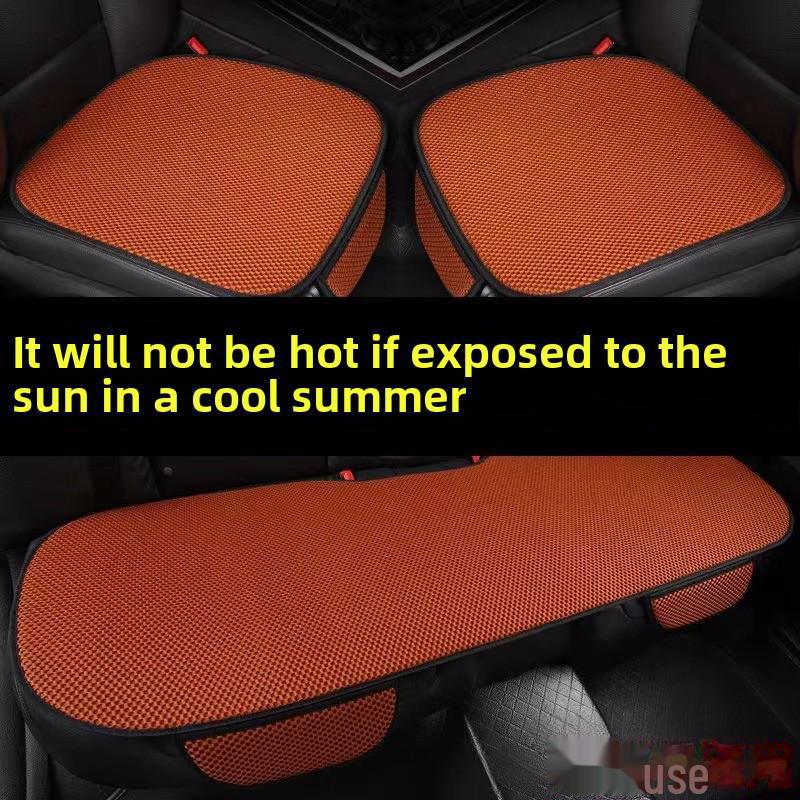 Universal Ice Silk Car Seat Cushion Set - Breathable, Non-Slip, Cooling, No Backrest (3-Piece)