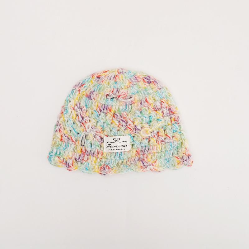 

Children s Hats Autumn and Winter Colorful Handmade Girls Knitted Wool Pullover Hats Baby Baotou Hats Windproof Ear Protection Hats 47~ 53cm
