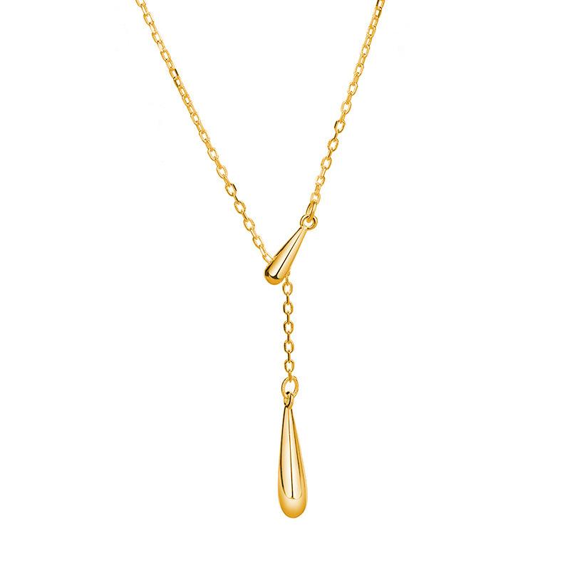 OAHLAN Fashion Jewelry Tassels Drop-shaped Pendant Rhodium/Gold Plated 925 Sterling Silver Necklaces for Women Anniversary Gifts 20inches золотой