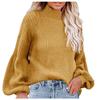 Dames effen kleur hoge kraag lange mouw pullover blouse gebreide trui