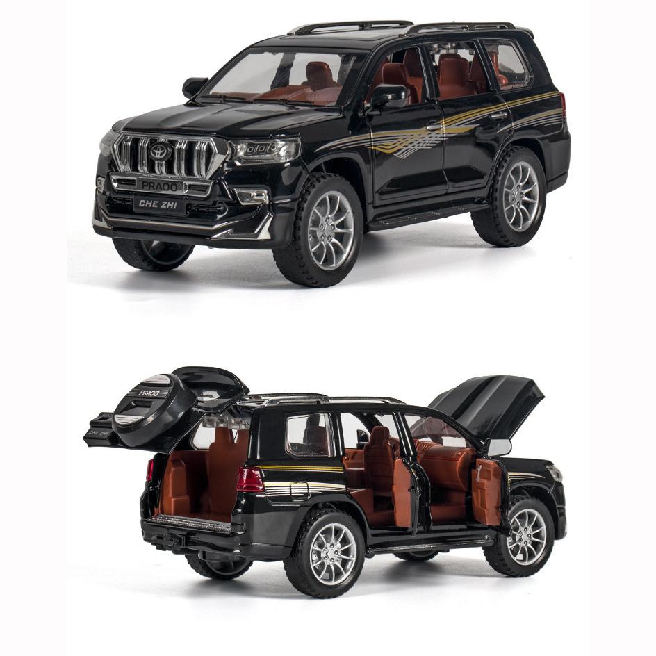 Model auta Toyota Prado v měřítku 1/24, stahovací auto ze zinkové slitiny se zvukem a světlem pro děti, chlapec, dívka dárek