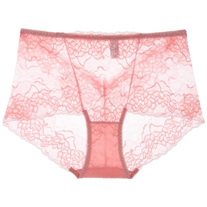 Women's High Waist Lace Boxer Briefs Sheer Mesh Sexy Underwear Breathable Multicolor Panties