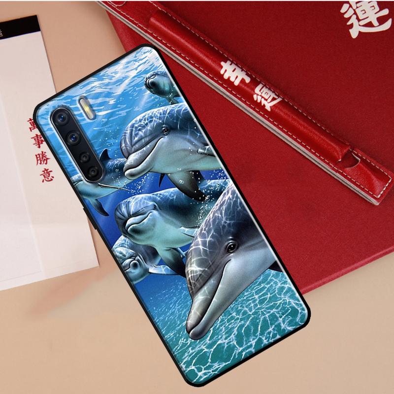 Ocean Dolphin Case For Oppo A40 A78 A54 A74 A94 A17 A57 A77 A76 A16 A96 A18 A60 A80 A38 A58 A98 A15 A5 Pro