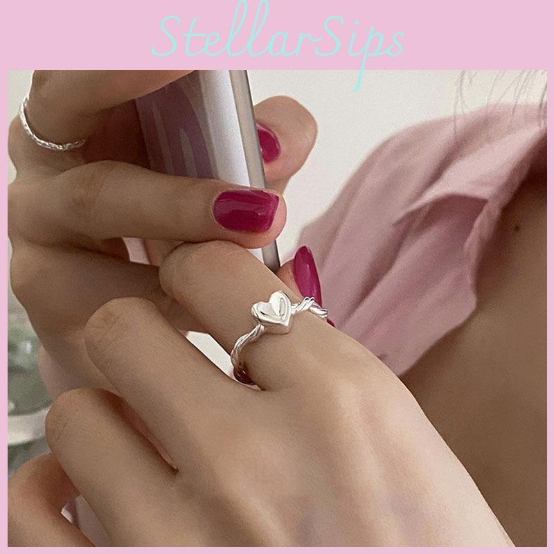 Elegant Korean Heart Shaped Copper Ring For Women With Adjustable Size For Fashionable Style