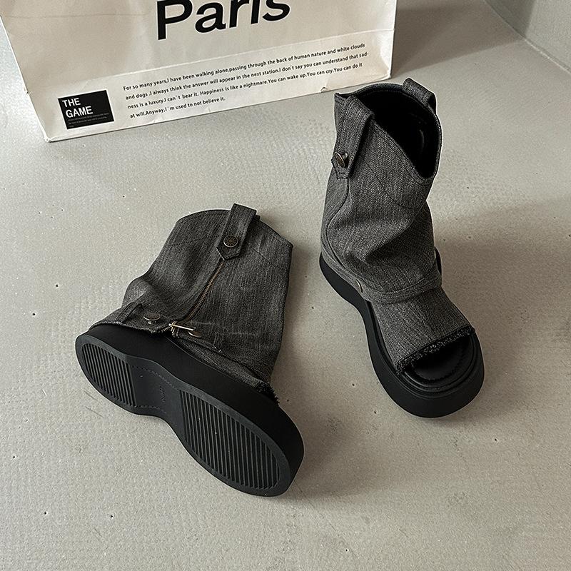 Fashion retro thick-soled two wear cool boots for women to wear in summer, new models for outer wear, versatile temperament sandals