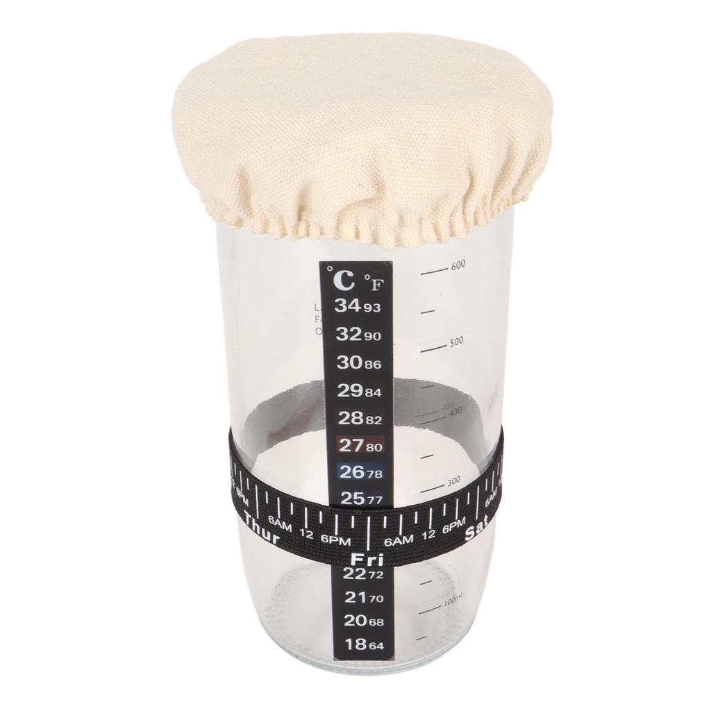 Sourdough Starter Kit 24oz Glass with Spatula Cloth Cover Feeding Line Marker Temperature Marker Sour Dough Starter Jar