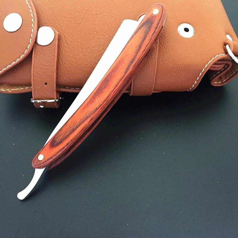 Vintage Old Style Holzgriff Straight Edge Stahl Barber Razor Folding Rasiermesser Haarentfernungswerkzeuge
