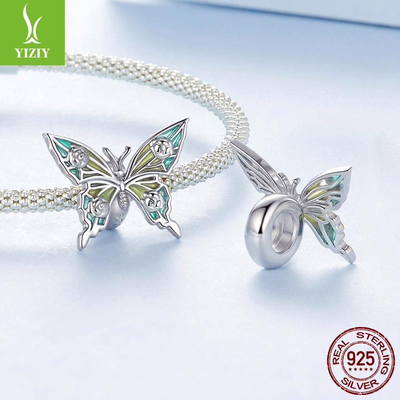 S925 Sterling Silver Butterfly Series Pendant Jewelry Accessories, Mori Girl Heart Diy Bead Partition