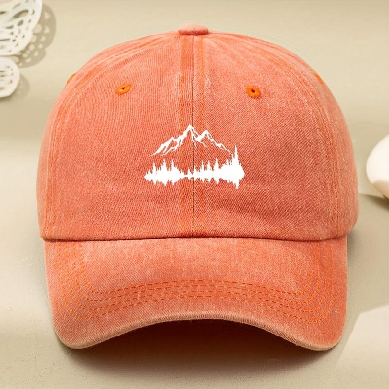 Adjustable buckle baseball cap with forest print, curved brim, outdoor casual duckbill cap, adjustable for sun protection