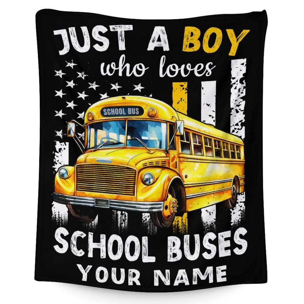 Cartoon School Bus Theme Plush Blanket Digital Printing Multifunctional Blanket Sofa Bed Office Travel Blanket Blanket