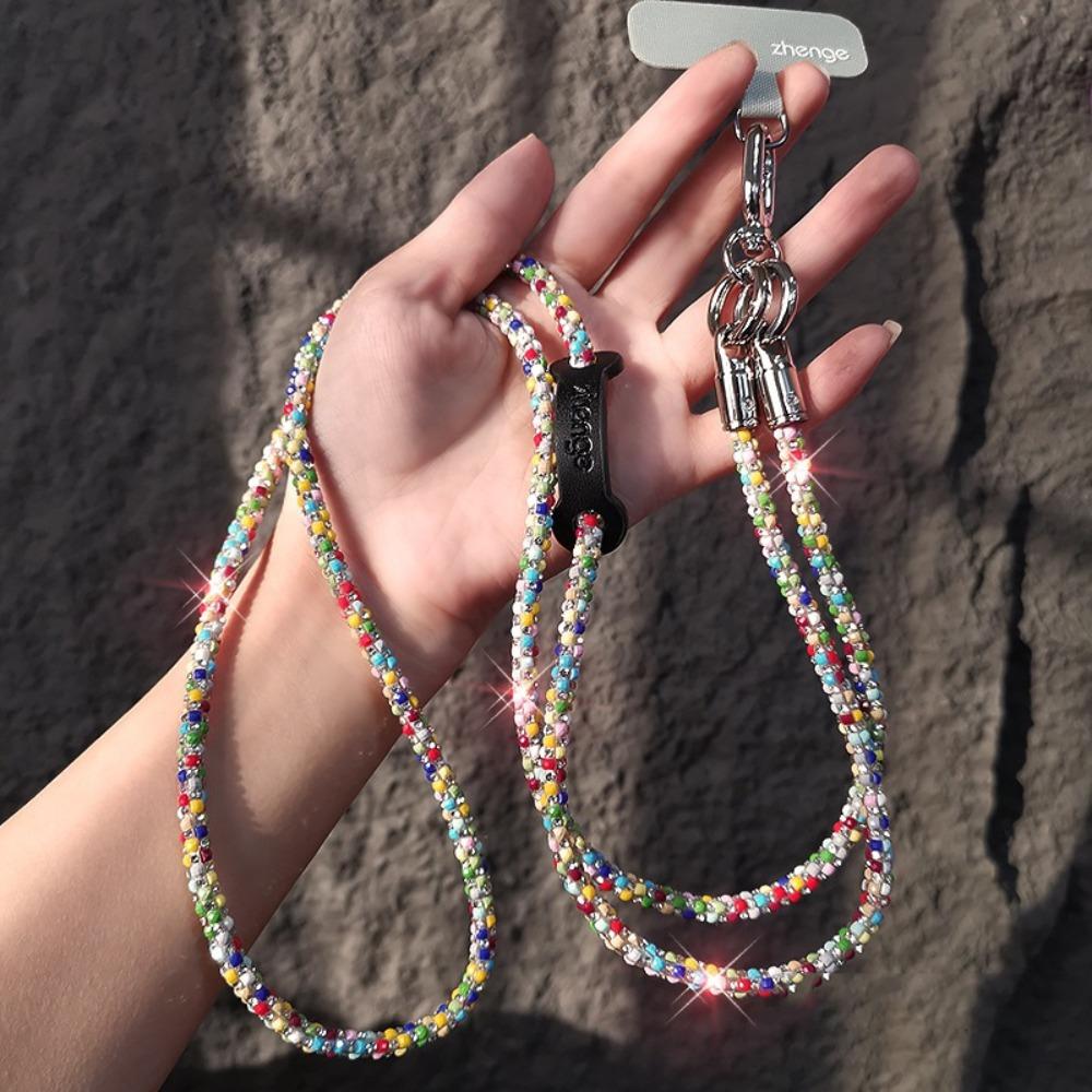 Long Style Glitter Rhinestone Phone Lanyard Hanging Cord Mobile Phone Chain Phone Case Accessories