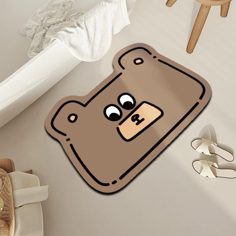 Cartoon Animal Doormat - Diatomaceous Earth Entrance Mat, Quick-Dry Absorbent Floor Mat For Bathroom, Durable And Non-Slip For Home Entryway