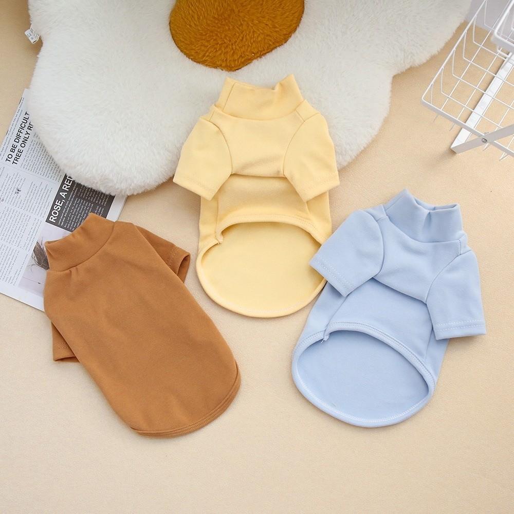 New Solid Color Puppy Hoodie Soft Cotton 2-leg Style Dog Warm Hoodie Simple Design High-Neck Sweatshirt Pet Clothing