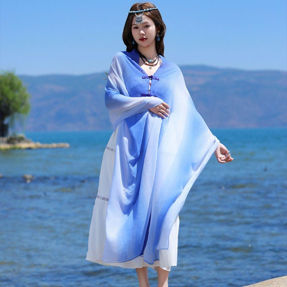 Sun Protection Ethnic Style Shawl Wraps Beach Scarf Vintage Sunscreen Shawl  Outdoor