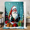 Santa with Gifts In Snowy Wonderland Print Blanket Soft and Cozy Perfect for the Living Room Bed Sofa or a Nap,gift