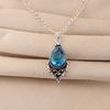 Swiss Blue Topaz Gemstone 925 Sterling Silver Jewelry Statement Designer Pendant 1.5" For Her PP-70-13