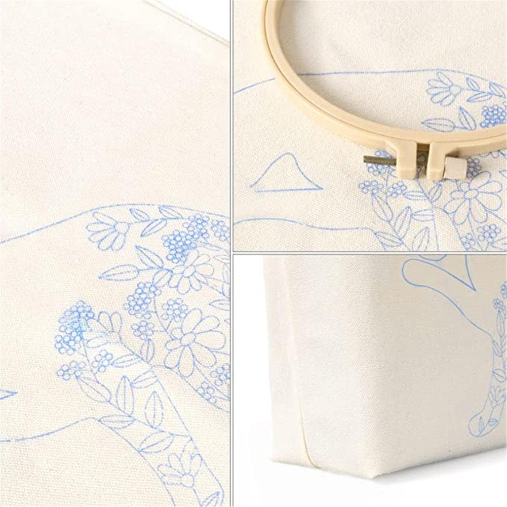 Vattenlöslig tryck Bomull Canvas Väska Korsstygn Gör-det-själv Materialpaket För Nybörjare (väska 34x40cm Broderiram Diameter 20cm)