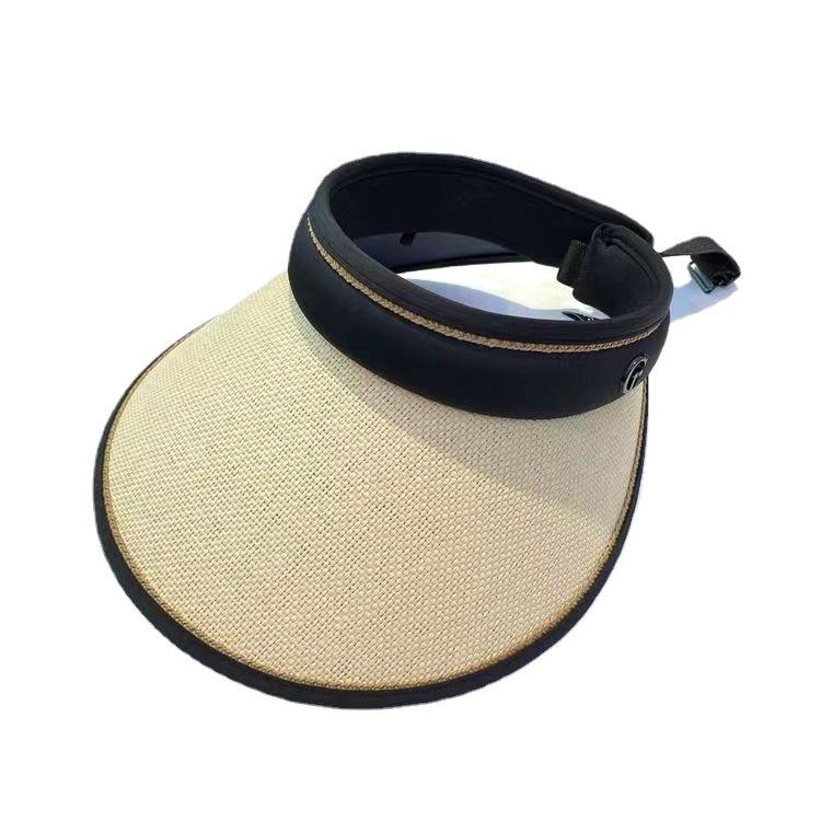 Kann im Sommer gerollt werden mit einem großen Stirnband, einer großen Krempe, einem kleinen Sonnenschutz, ultraviolettem Sonnenschutz, Vinyl-Strohhut mit leerem Oberteil