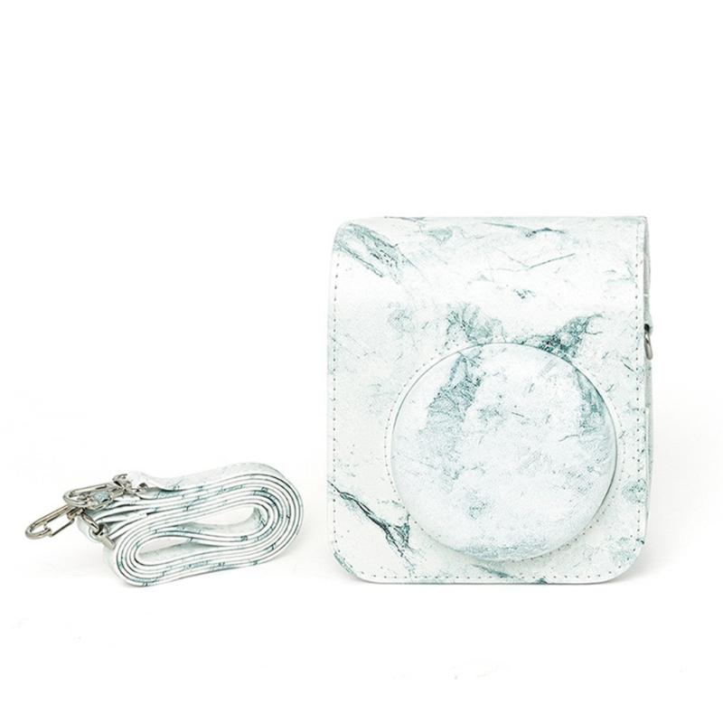 

Fashionable Marble Print Camera Bag For Mini 12/11 Cameras Durability PU Storage Pockets With Adjustable Strap 1