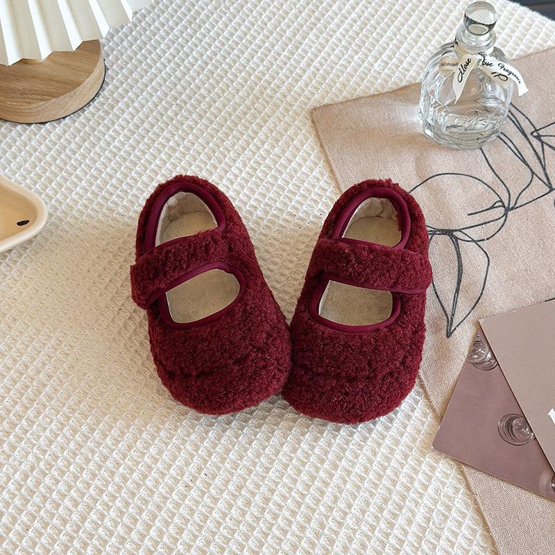 

Children s cotton shoes for winter, boys and girls magic tape furry shoes, students plush warm shoes, baby outdoor shoes 25Inner Length15.5cm червоний