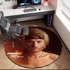 1pc French rock legend Johnny Hallyday Round carpet Painted Printed circular carpet, home door mat, outdoor travel protection carpet