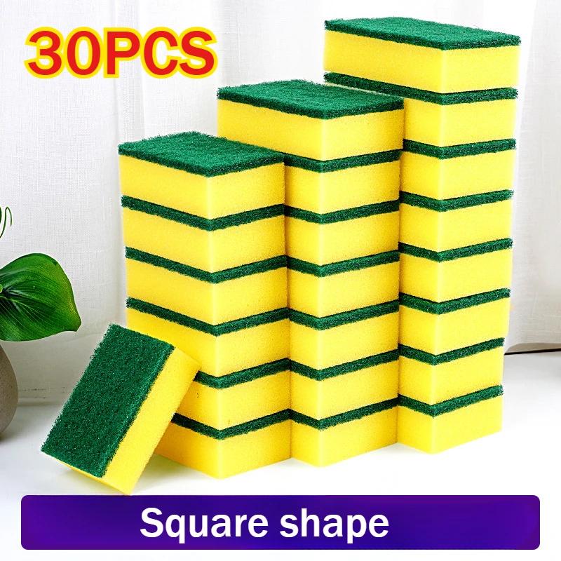 50/1Pcs Kitchen Dishwashing Sponge Soft Absorbent Clean Rub Pot Rust Scouring Pad Removing Kits Household Cleaning Brush Sponge