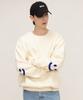 GRAVER [Unisex] Elbow Boucle Embroidery Smile Drawing Sweatshirt_Cream