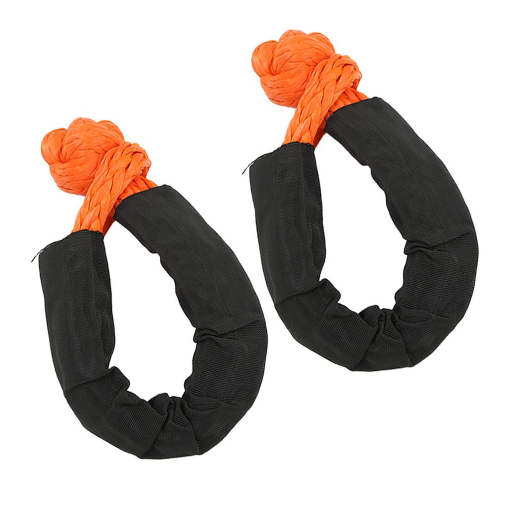 2 Pcs 13mm Soft Shackle 44092 Lbs Breaking Force High Tear Resistance Portable Soft Recovery Tow Strap for Truck SUVs