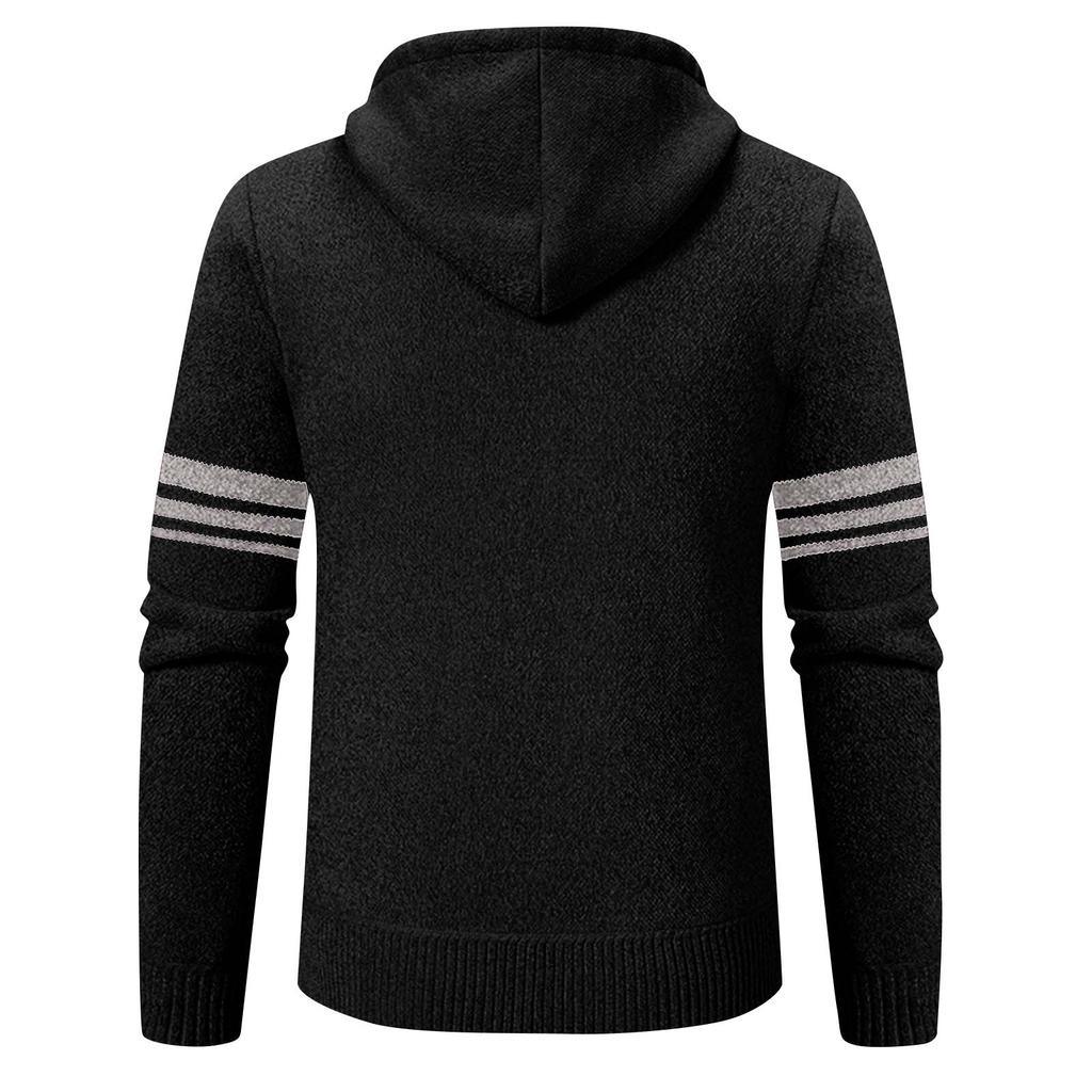 Herren Einfarbig Lässiger Pullover Strickjacke Jacke Herren Kapuzenplüsch Verdickte Pulloverjacke