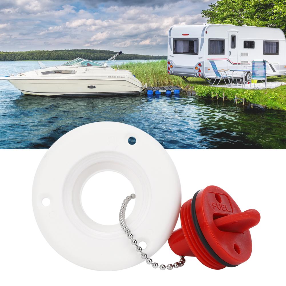 ABS Plastic Boat Deck Fill/ Filler Port Gas Fuel Tank with Key Cap for Yacht Motor Homeswhite