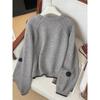 3D Polka Dot Embroidery Women's Knitted Sweater Korean Casual Lady Clothing Autumn Winter Round Neck Long Sleeved Top