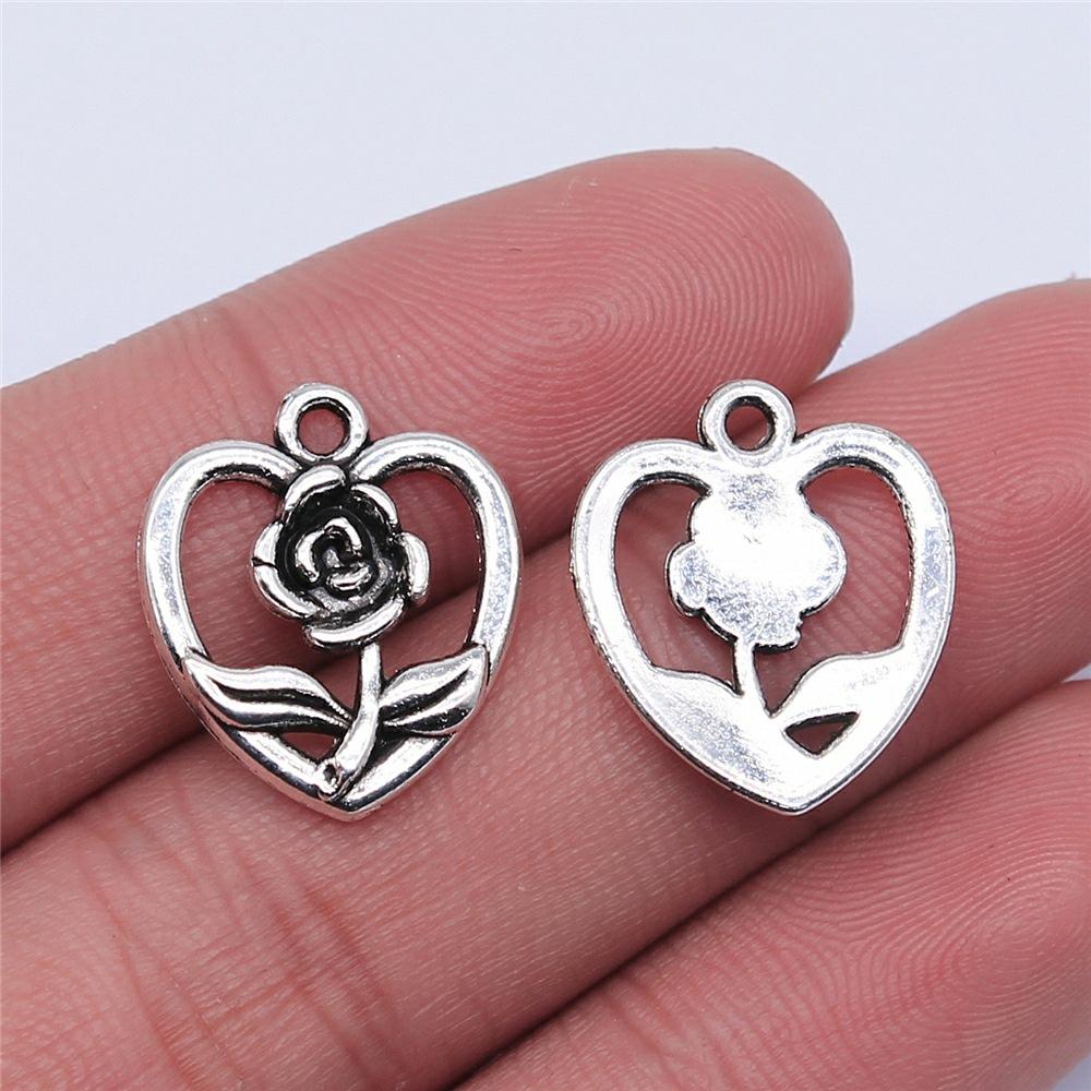 10pcs Heart Charms For Jewelry Making Antique Bronze Silver Color Pendants DIY Crafts Making Findings Handmade Tibetan Jewelry