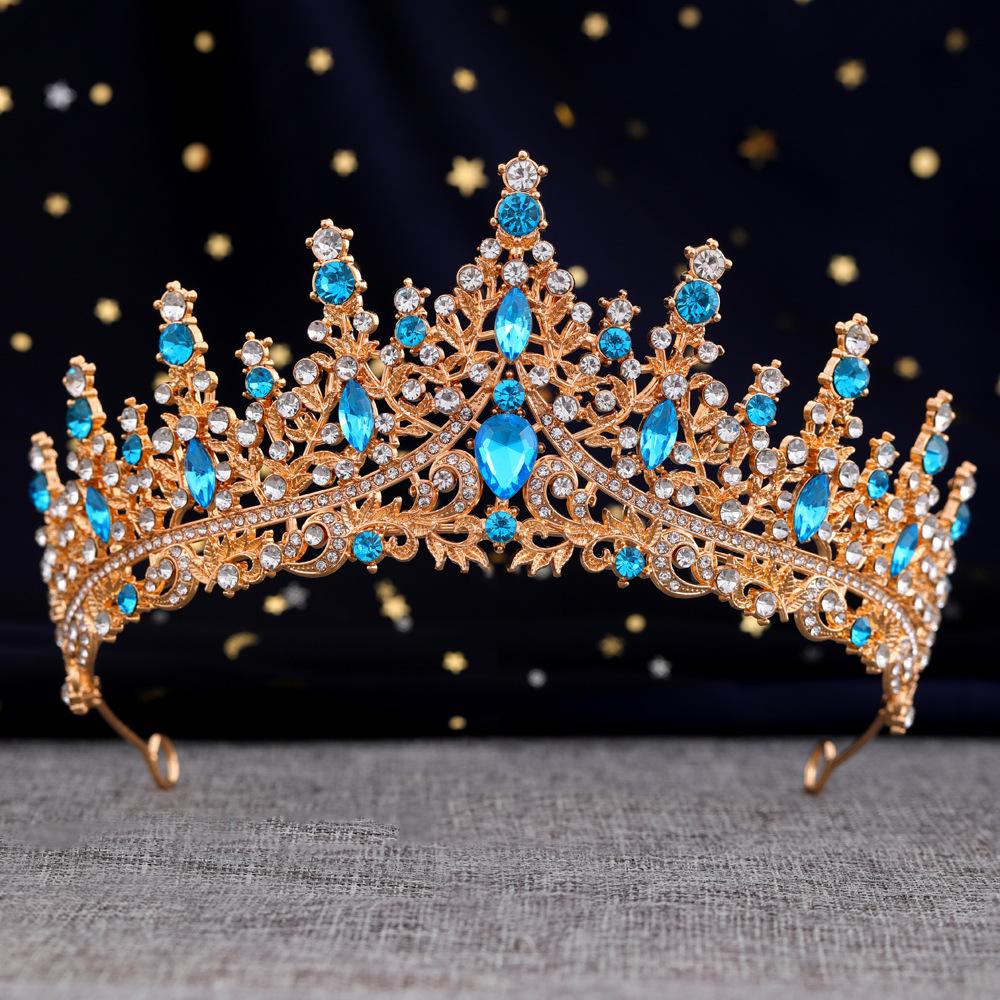 Krone Tiara Braut High End Prinzessin Krone Farbiger Kristall Königin Tiara Krone Barock Hochzeitskleid Stirnband
