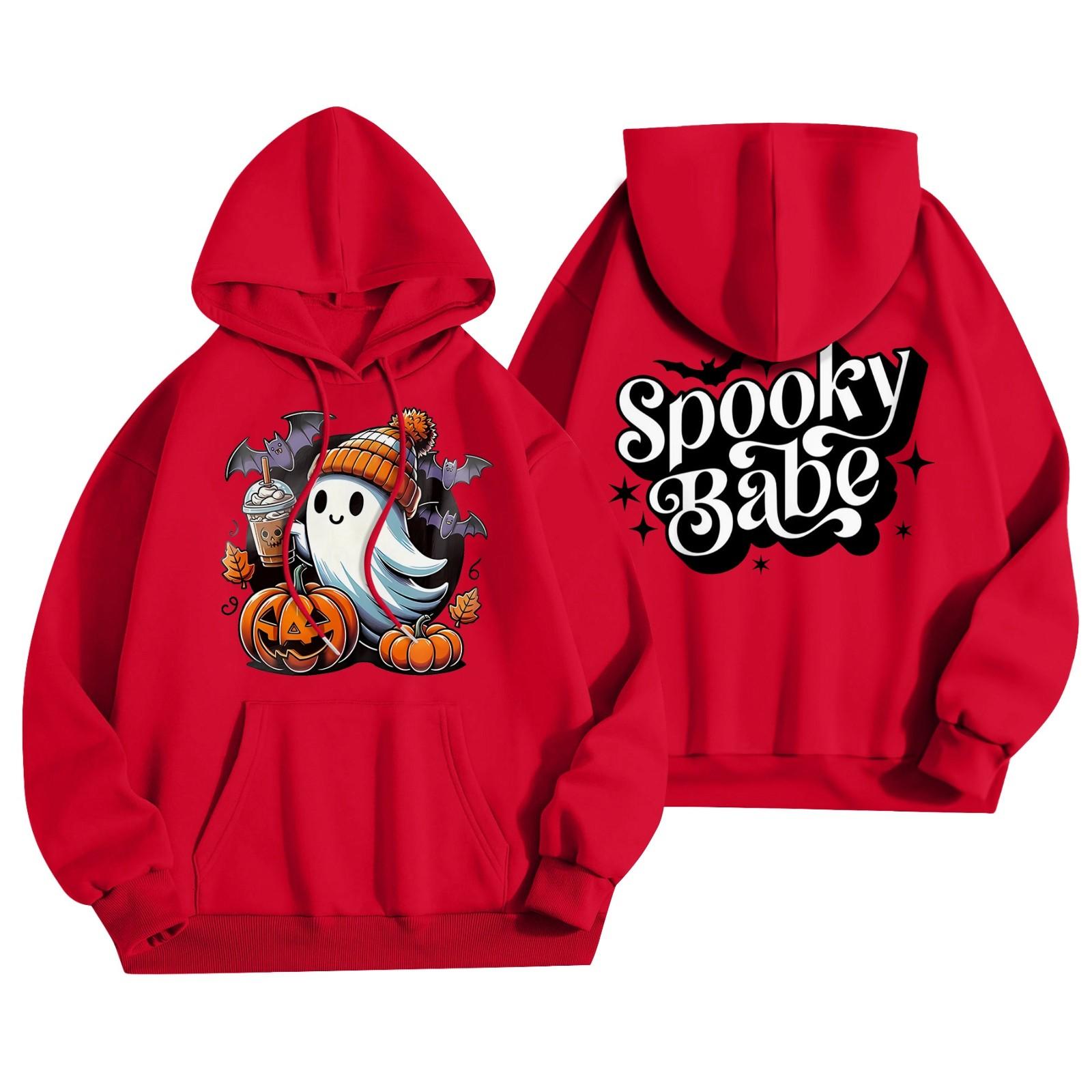 

Женская мода, легкий женский свитер с длинными рукавами и карманами, толстовка с капюшоном на Хэллоуин XXXL красный