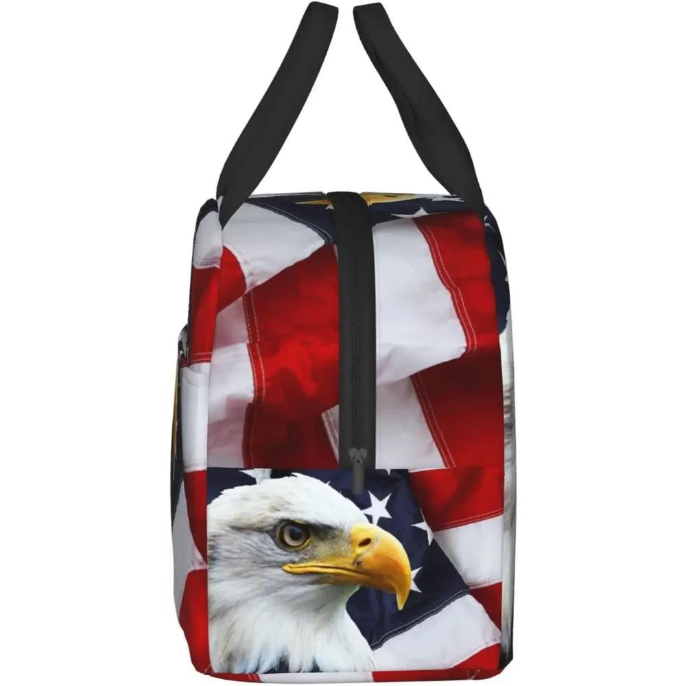 Bald Eagle Thermal Lunch Box Insulated Lunch Bags for Women Men American Flag Reusable Lunch Tote Bags for Work Picnic Travel