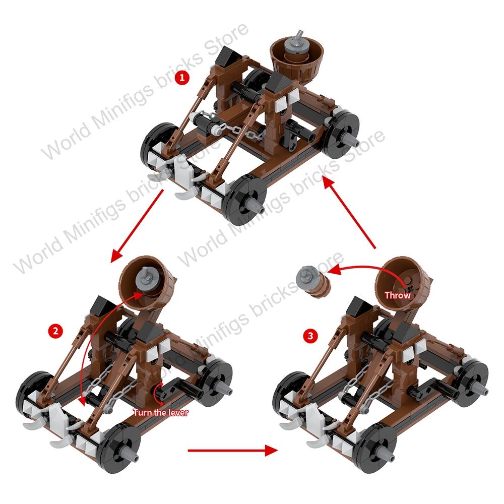 MOOXI MOC Medieval Military Castle Bricks Gate Wall Catapult Ship Building Blocks Set Assembly Toys For Children Adults DIY Gift