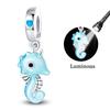 925 Silver Luminous Blue Ocean Series Octopus Starfish Charms Beads For Women Fit Bracelet DIY Jewelry Gifts