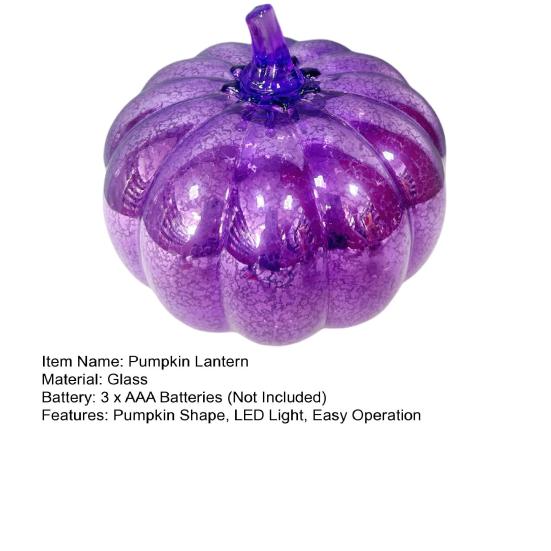 LED Glass Pumpkin Lantern with Smart Timer 10 Warm LEDs