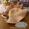 Sunscreen hat women's summer color woven straw hat seaside vacation breathable hollow large brim UV protection sun hat