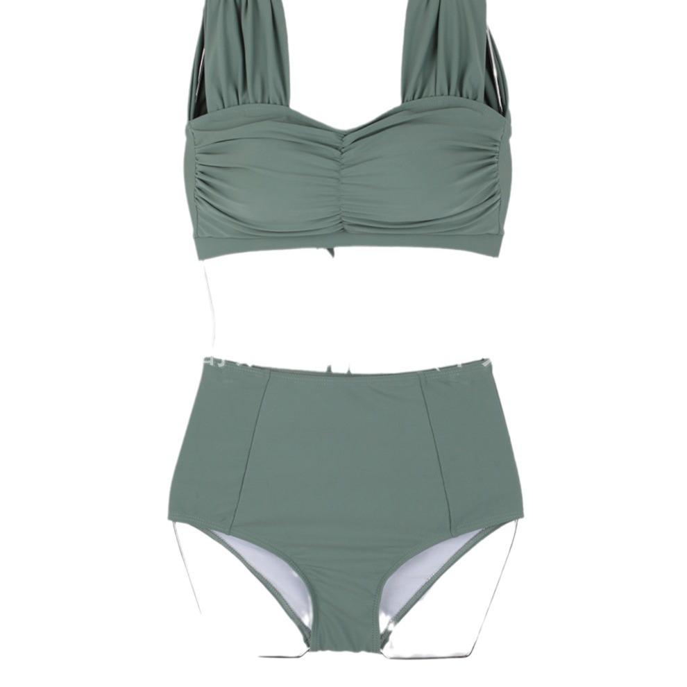 Korean Style High Waist Bikini with Chest Pad