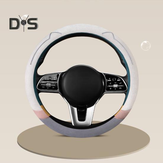 Car Steering Wheel Cover Cushion Breathable Anti Slip Cat Ear Universal Round/D Shape Steering Cover Auto Accessories