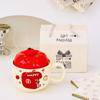 Christmas Mug with Lid Spoon Ceramic Cup Cup Souvenir Gift Coffee Cup Couple Apple Cup Girl