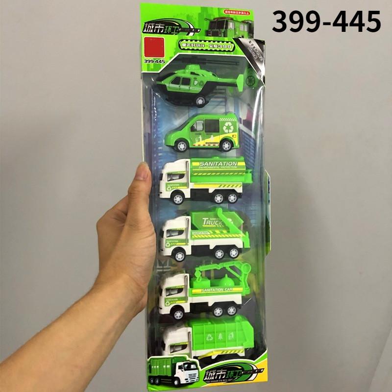 6Pcs Car Model Toy Fire Truck Airplane Police Engineering Model for Boys Christmas Gift Diecast 1/64 Voiture Pull Back Car Toys