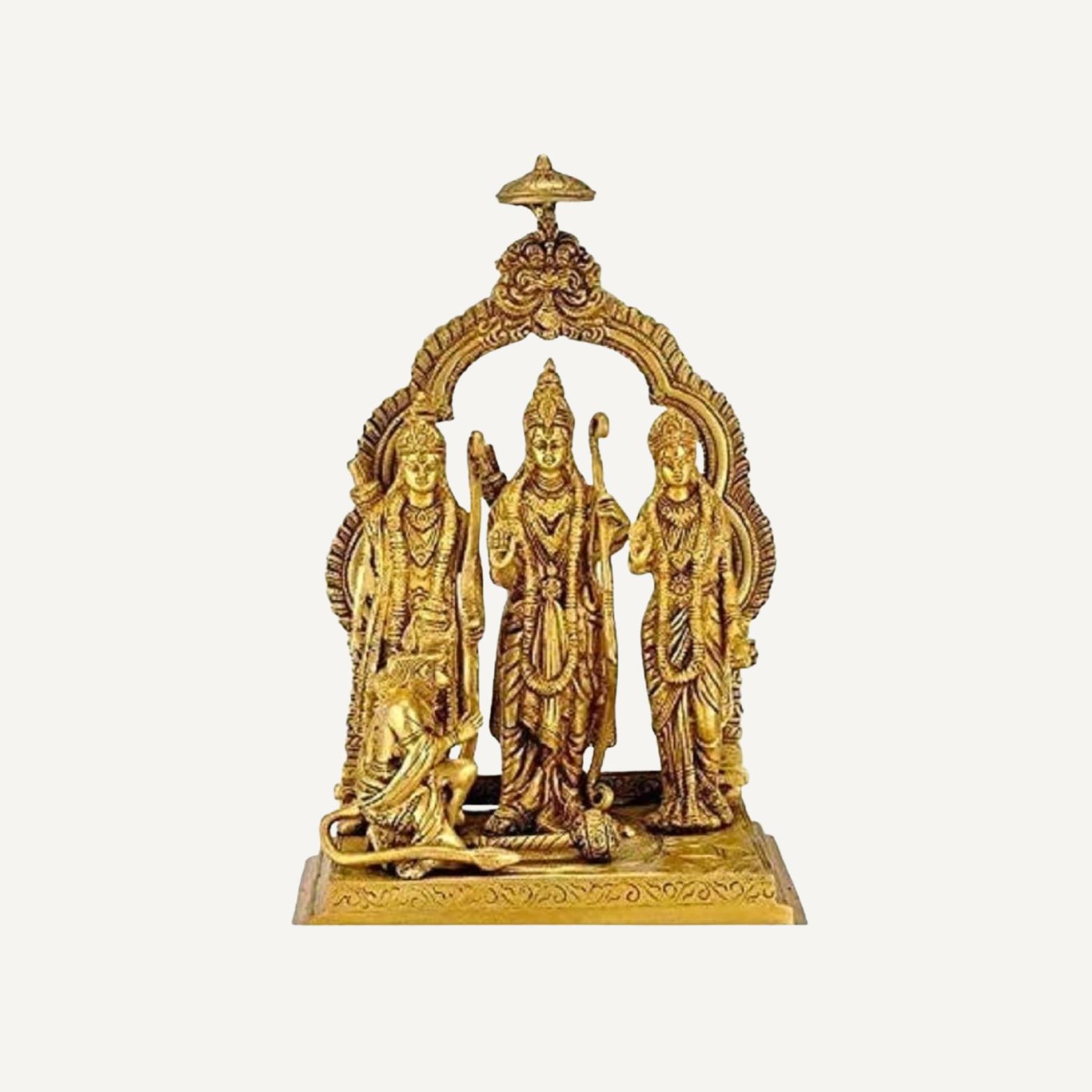 Shree Ram, Lakshman, Sita, Hanuman Ramdarvar Brass Puja Idol For Home - 18 Cm